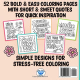 Bold and Easy Inspirational Coloring Book: Simple Large Print Motivational Quotes for Adults, Women, Teens, Kids and Seniors for Relaxation and Stress Relief WoodArtSupply