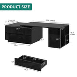 YITAHOME LED Coffee Table with Storage 4 Drawers, Modern Coffee Tables for Living Room, Wooden Rectangle Extendable Center Table with Open Shelves & Sliding Tabletop 35"- 61" for Home Office, Black YITAHOME