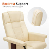MCombo Manual Swivel Recliner with Ottoman, Chair Ottoman Set for RV Small Spaces, Living Room, Bedroom, Office 9019 4919 (Faux Leather, Cream White) MCombo
