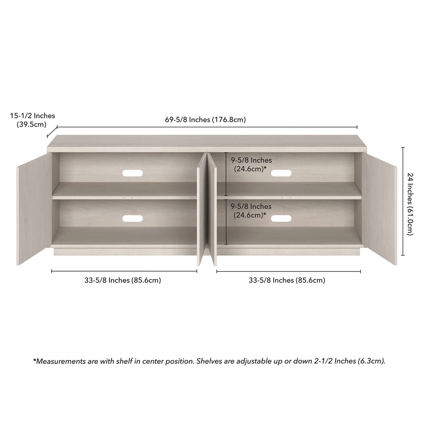 Henn&Hart Hanson TV Stand, 70" Wide, Alder White