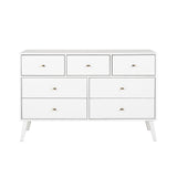 Prepac Milo Mid-Century Modern 7 Drawer Double Dresser for Bedroom, Wide Chest of Drawers, Contemporary Bedroom Furniture, 16" D x 52.5" W x 33.75" H, White, WDBR-1407-1 Prepac
