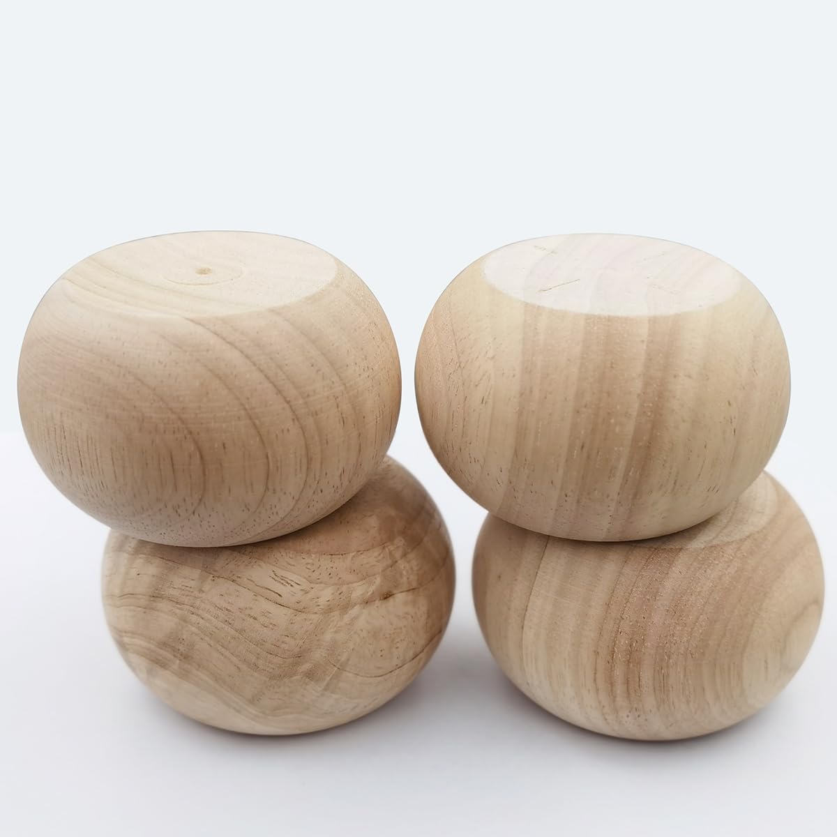 Btibpse 2 Inch Wooden Bun Feet Sofa Replacement Parts Round Furniture Legs Unfinished Sofa Couch Chair Ottoman Replacement Legs Solid Wood Cabinet Legs Set of 4 (2 inch Unfinished) Btibpse