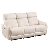 EBELLO Faux Leather Power Reclining 3 Seat Sofa Couch, Electric Recliner Sofa with USB and Type-C Charging Ports,Metal Base, 3 Seats for Small Living Room,Beige EBELLO