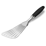304 Stainless Steel Fish Spatula, Non-Slip Ergonomic Handle Slotted Spatula, Black JXWING