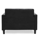 Furinno Brive Contemporary Tufted Faux Leather Loveseat/Sofa Couch for Living Room, Black Faux Leather Furinno