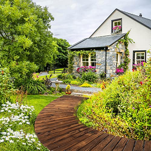 Roll-Out Garden Pathway Curved - 7 FT Outdoor Walkway with Non-Slip Surface Rustic Path Decorative Boardwalk for Outdoor Patio, Garden FURNDOOR