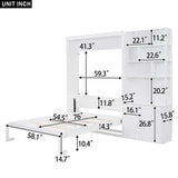 Merax Full Size Murphy Bed, Wood Wall Cabinet Bed with Multiple Storage Shelves and a Cabinet, White Merax