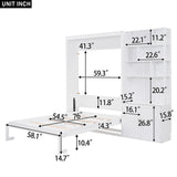 GDFStudio Boden Full Size Murphy Bed, Full Size Murphy Bed with Shelves and Cabinet, Wooden Frame, Folding as Storage Shelves and Cabinet, Space Saving Design for Apartment Dorm Bedroom, 600lbs White GDFStudio
