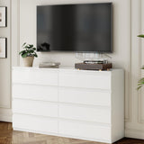 OtterOasis White Wood Dresser for Bedroom, 8 Drawer Dressers for Clothes Storage, Modern Dresser with Wide Drawers, Wide Wooden Chest Drawers for Living Room, Entryway, TV Stand(55" W x15.4 Dx32.3 H) OtterOasis
