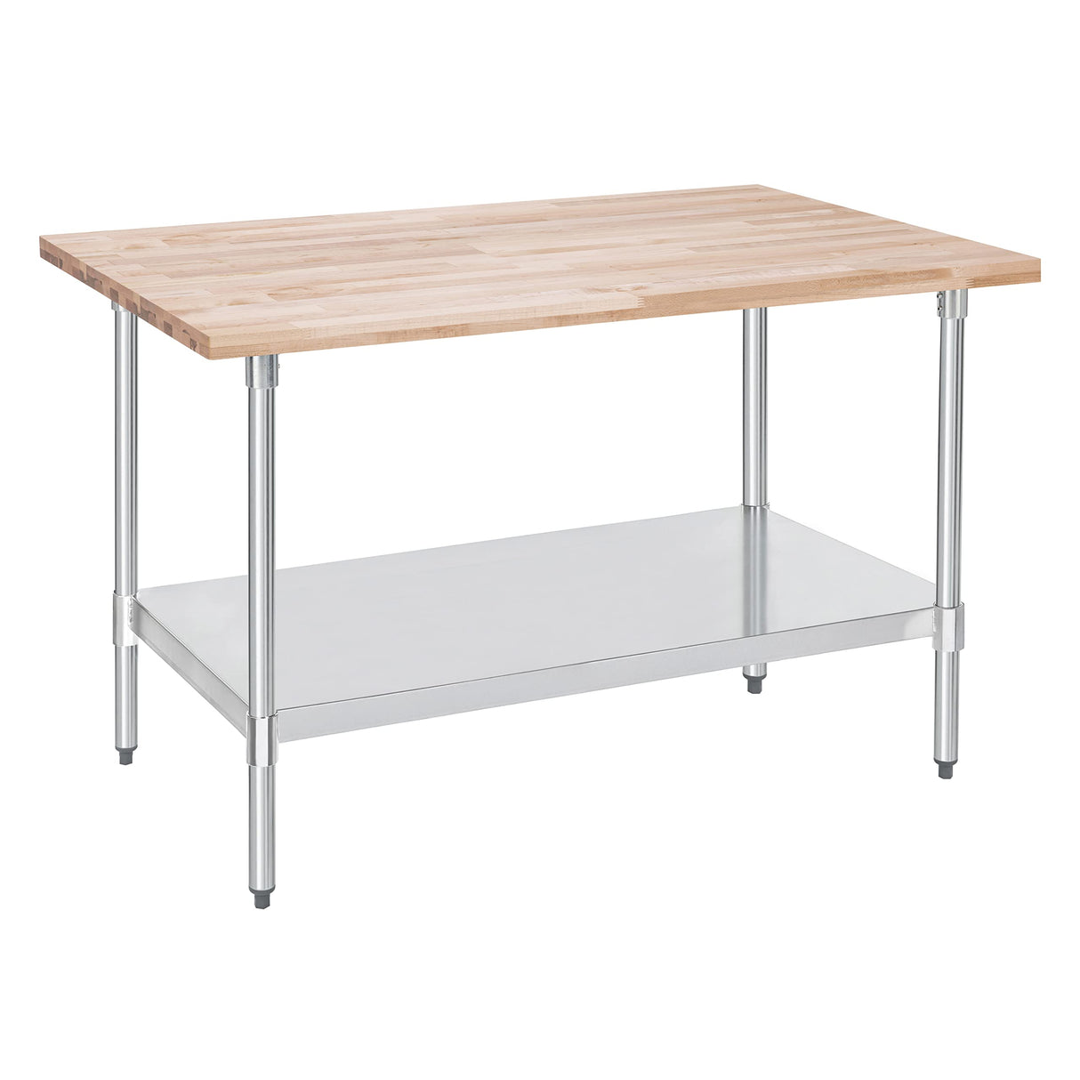 DuraSteel US Maple Top Work Table - 30 x 60 x 35 Inch Commercial Butcher Block Wooden Workbench with Adjustable Lower Shelf - Fits Restaurant, Warehouse, Home, Kitchen, Garage DuraSteel