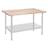DuraSteel US Maple Top Work Table - 30 x 60 x 35 Inch Commercial Butcher Block Wooden Workbench with Adjustable Lower Shelf - Fits Restaurant, Warehouse, Home, Kitchen, Garage DuraSteel