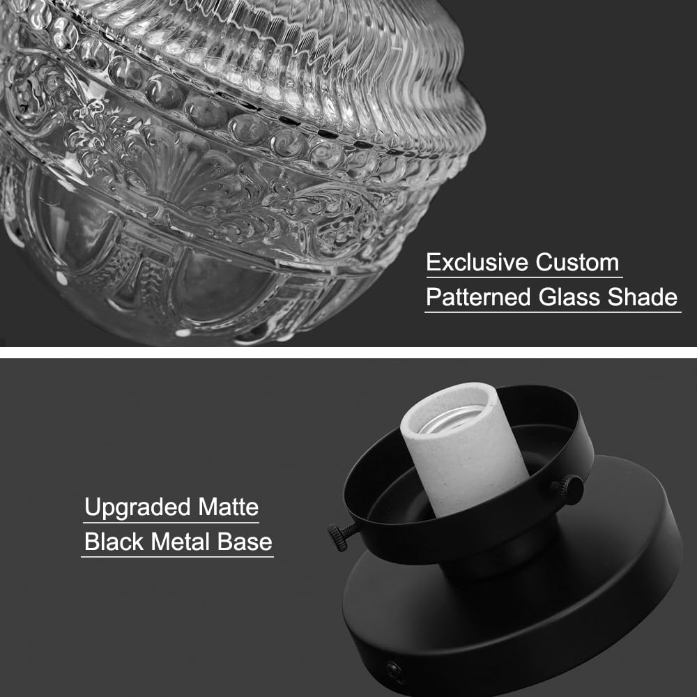 DSMJFU Black Semi Flush Mount Ceiling Light, Small Hallway Light Fixture, Vintage Close to Ceiling Light Fixture for Bathroom, Entryway, Foyer, Closet DSMJFU DSMJFU