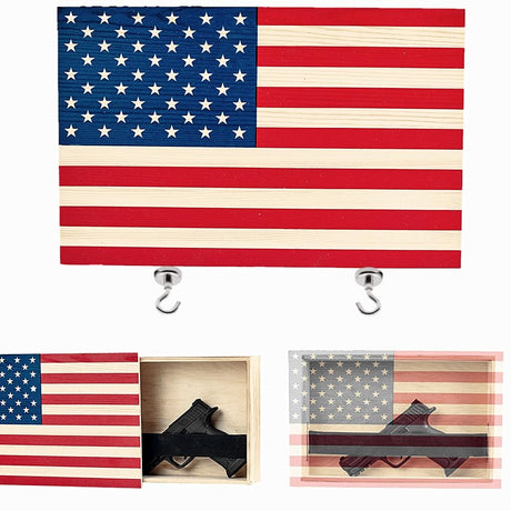 DeYoungArbeit Pistols Wall Cabinet with Magnetic Lock, Wall Shelf Gun Safe, Handmade Wooden Box Storage (Wood Cover) DeYoungArbeit