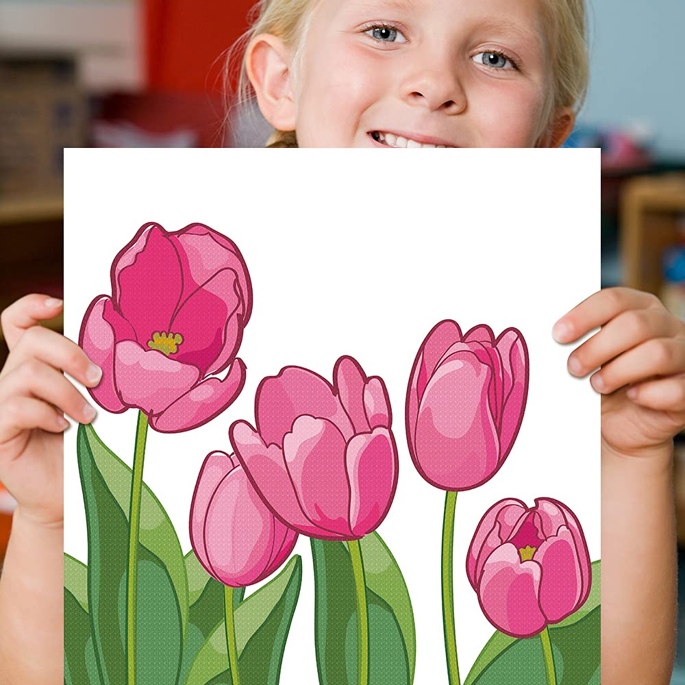 Dynippy DIY Oil Paint by Numbers for Beginner Framed Colourful Canvas Acrylic Oil Easy Painting Kit for Adults Childrens 8x8 inch - (Pink Flower) Dynippy