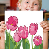 Dynippy DIY Oil Paint by Numbers for Beginner Framed Colourful Canvas Acrylic Oil Easy Painting Kit for Adults Childrens 8x8 inch - (Pink Flower) Dynippy