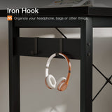 Coleshome L Shaped Computer Desk 66" with Power Outlet & Storage Shelves, Corner Sturdy Writing Desk Workstation, Modern Wooden Office Gaming Desk, Wood & Metal, Black Coleshome