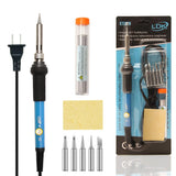 LDK Soldering Iron Kit Electric 60W 110V Adjustable Temperature Soldering Gun Welding Tools, 5pcs Soldering Iron Replacement Tips, Sponge and Solder Wire LDK