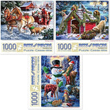 Bits and Pieces Set of 3 Jigsaw Puzzles 1000 Pieces - Winter Scenes Set Bits and Pieces