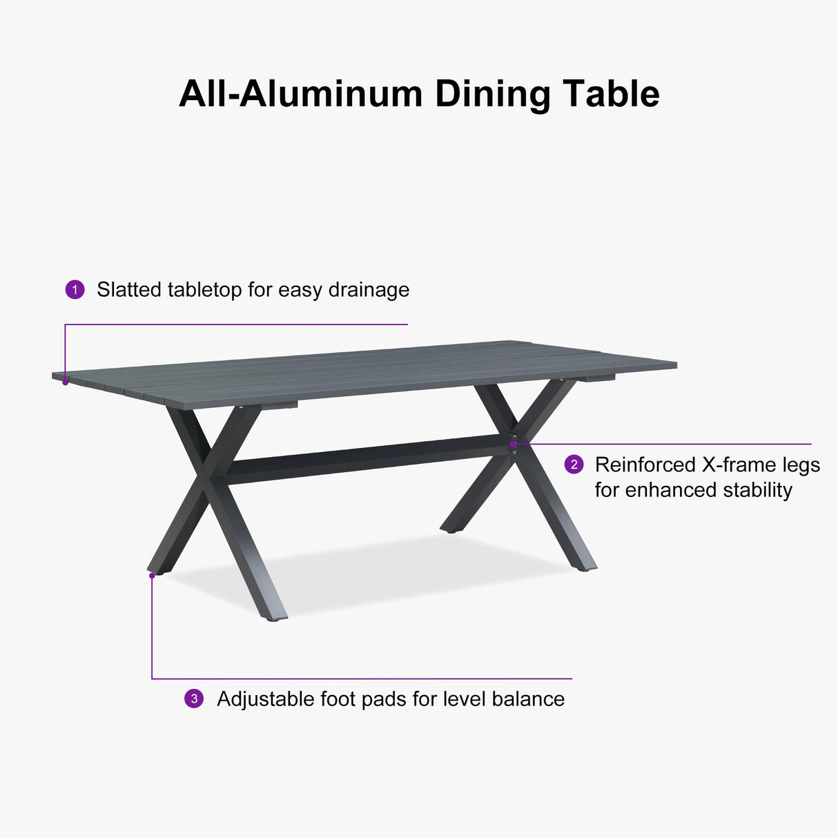 PURPLE LEAF 9 Pieces Outdoor Dining Set All Weather Wicker Patio Dining Set with Rectangular Aluminum Table and Modern Armrest Dining Chairs for Garden Deck Backyard Kitchen, Grey PURPLE LEAF