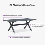 PURPLE LEAF 9 Pieces Outdoor Dining Set All Weather Wicker Patio Dining Set with Rectangular Aluminum Table and Modern Armrest Dining Chairs for Garden Deck Backyard Kitchen, Grey PURPLE LEAF