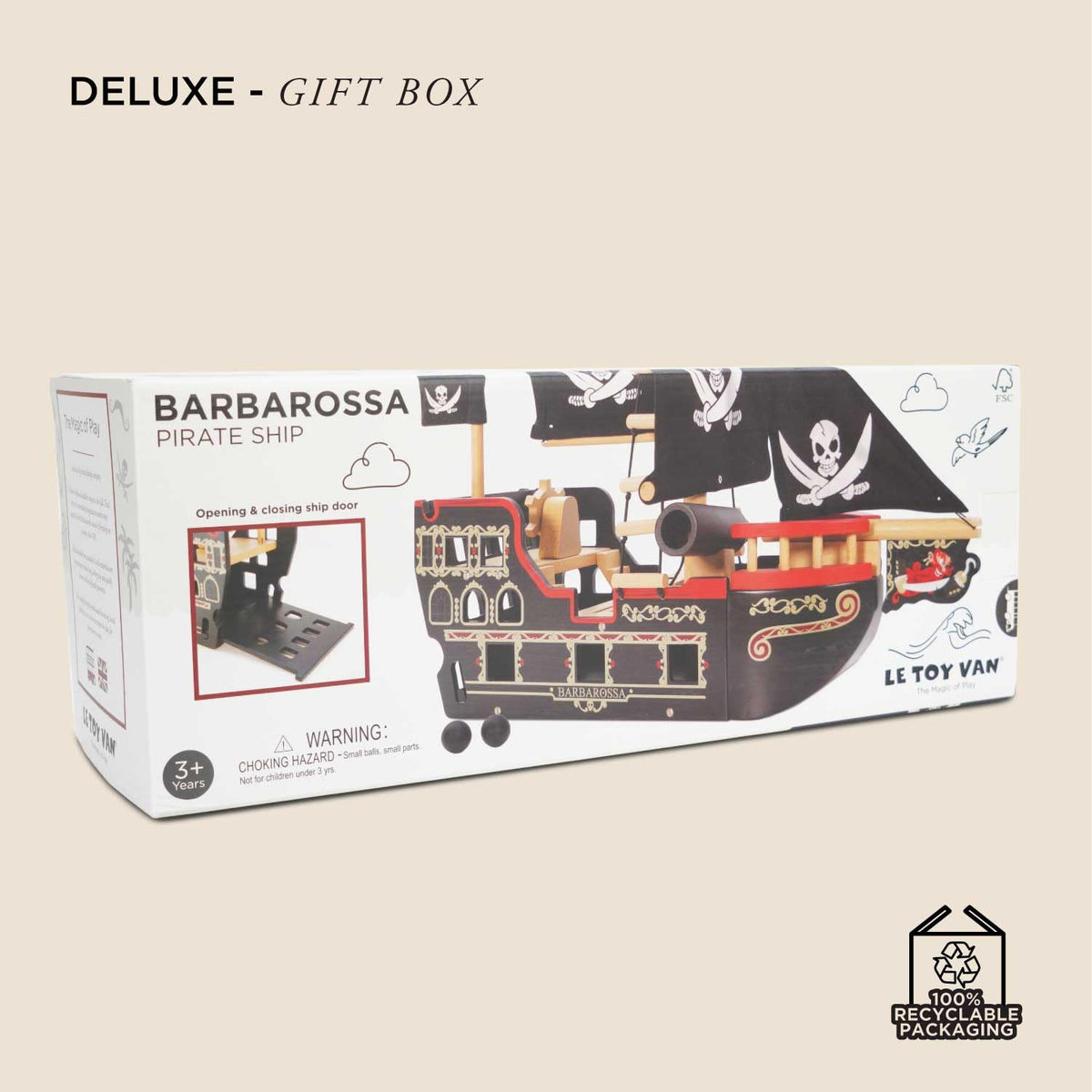 Le Toy Van Barbarossa Pirate Ship Set Premium Wooden Toys for Kids Ages 3 years & Up Le Toy Van