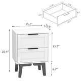 TaoHFE Modern White Nightstand Set 2 with Drawer Mid Century 22 Inch Bed Side Table Bedroom White Night Stand Set of 2 Bedside Table Set 2 White 2 Drawer Nightstand Table for Bed Room(2, White) TaoHFE