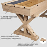 Freetime Fun 12 FT Shuffleboard Table Multi Game Solid Wood Game Tables for Game Room - Shuffle board Bowling Pin Set, Pucks, Wax and Brush - Two 6 FT Pieces Freetime Fun