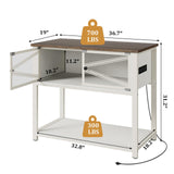 Rresyet 40-50 Gallon Aquarium Stand with Heavy Duty Metal Frame, Fish Tank Stand with Power Outlets, Two Glasses Door Storage Cabinet, Suitable for Turtle Tank, Reptile Tank, White+Brown Rresyet