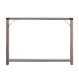 Taylor & Logan Willard Gray Wash Wood Two Tier Modern Farmhouse Console Table with Black Metal Corner Accents and Cross Bracing Taylor & Logan