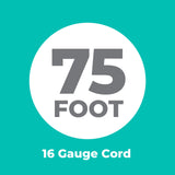 KMC 75ft Outdoor Extension Cord, 75-Foot 16/3 Weatherproof Indoor/Outdoor Extension Cable, Flexible SJTW 16-Gauge 100% Copper Wire, Durable Vinyl Jacket, UL/ETL Certified, 10A 1250W, Orange KMC