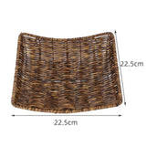PGYXGS 1X Rattan Bread Basket Square Plastic Wicker Fruit Serving Storage Bowl, Woven Decorative Kitchen Counter Organizing for Bakery Snacks Candy Restaurant 20*20CM - Brown PGYXGS