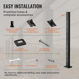 VEVOR 4-Pack Cable Railing Post, 36" x 1" x 2" Steel Horizontal Hole Deck Railing Post, 11 Pre-Drilled Holes, SUS304 Stainless Steel Cable Rail Post with Horizontal and Curved 4JZLGZHS9142C2KYMV0 VEVOR