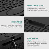 YITAHOME 32 Gallon Rattan Deck Box, Indoor Outdoor Storage Box for Patio Furniture, Pool Accessories, Cushions, Garden Tools, Sports Equipment, Waterproof Resin with Lockable Lid & Side Handles, Black YITAHOME