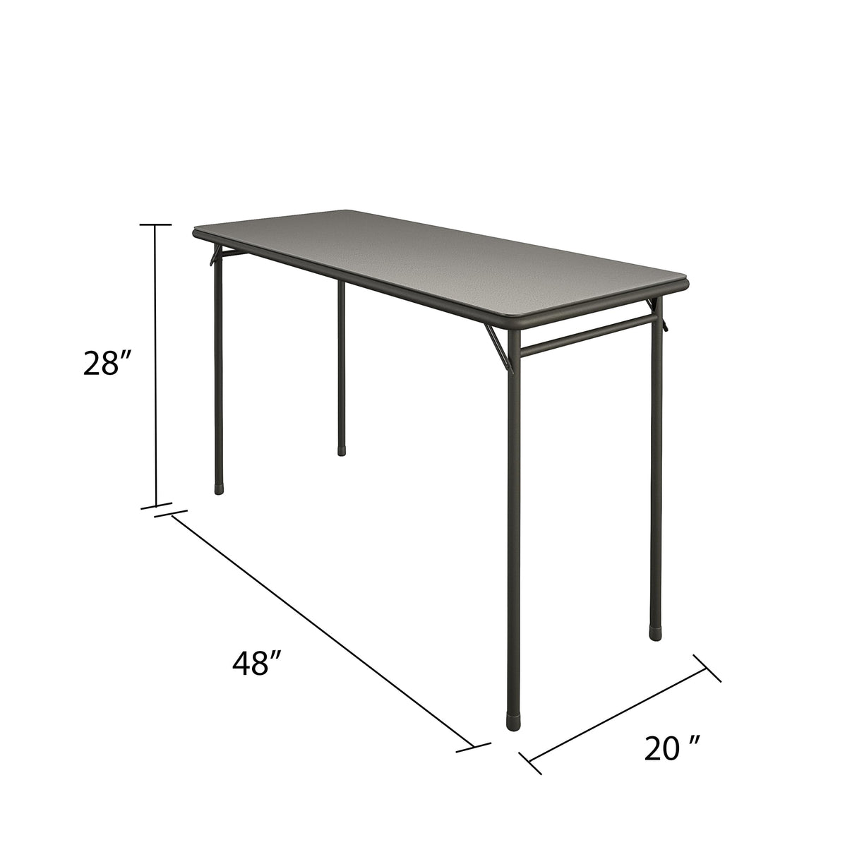 COSCO 20" x 48" Vinyl Top Folding Table, Black Cosco