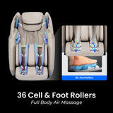 AmaMedic 3D Astoria | Full Body Massage Chair l Intelligent Voice Control | Touchscreen Controller | Heating Therapy l Zero Gravity Reclining l Bluetooth Speakers (Taupe) AmaMedic