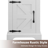 IRONCK Farmhouse Nightstand with Charging Station, Rustic Night Stand with Barn Door and Shelf, Rustic End Table Side Table with Storage for Bedroom, White/Walnut IRONCK