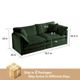 Tmsan 76.7" Deep Seat Loveseat Sofa, Oversized 2 Seater Chenille Sectional Cloud Couch, Modern Large Luxury Love Seat for Living Room Bedroom Apartment Office Tmsan