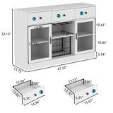 Auromie Wine Bar Cabinet with LED Light, Home Coffee Cabinet with Wine and Glass Rack, Kitchen Buffet Sideboard with Storage Drawers & Adjustable Shelves, Modern Liquor Cabinet with Glass Door (White) Auromie