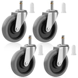 Besitu 4 Inches Stem Caster Wheels, 7/16-Inch Stem Diameter Swivel Casters Set of 4 Heavy Duty TPR Replacement Wheels for Utility Cart Rubbermaid Mop Bucket Shop Vac Weber Grills Besitu
