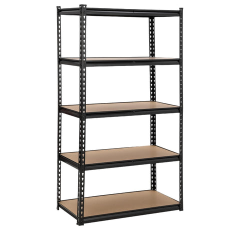 GarveeTech 5 Tier Garage Storage Shelves, Heavy Duty Utility Shelves Metal Shelving Unit, 48"L x 18"W x 73"H Adjustable Storage Shelves Utility Rack for Garage Kitchen Basement Pantry Laundry, Black GarveeTech