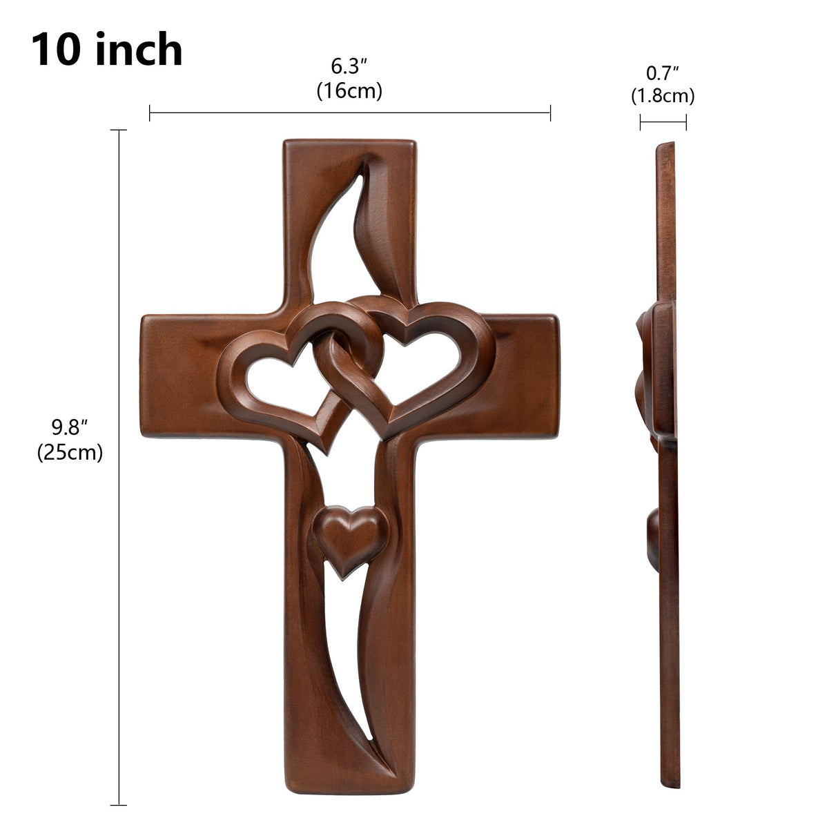 BGCOPPER Marriage Cross for Wall Love Wall Decor, Handmade Wooden Intertwined Heart Wall Cross for Wedding Valentine Christmas Gift - 10 Inch BGCOPPER