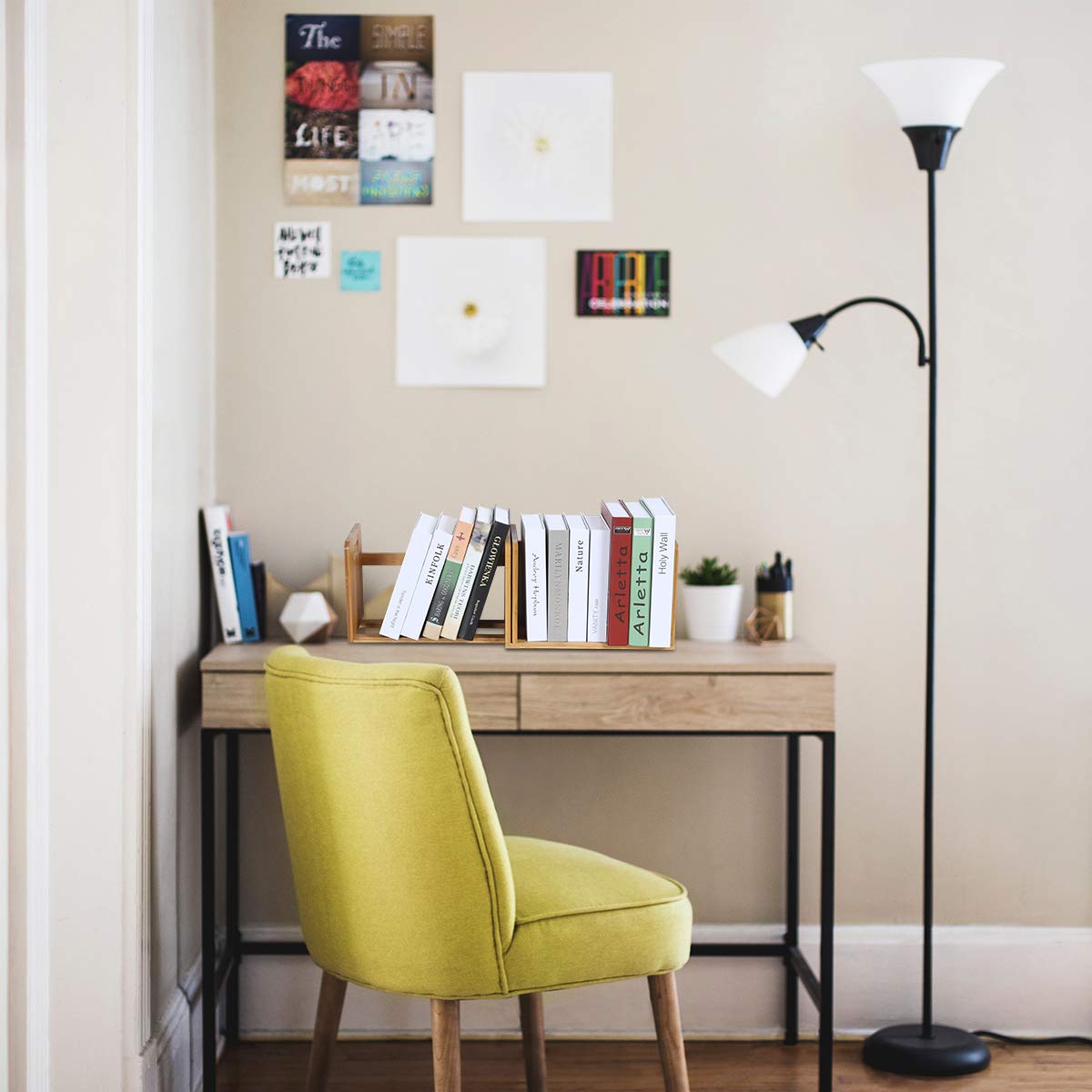 Salafey Expandable Bamboo Desktop Bookshelf - Versatile Organiser for Home and Office Salafey