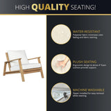 Lokingrise 4-Piece Acacia Wood Outdoor Sectional Sofa Set with Loveseat, Armchairs, Coffee Table, 4 Seater Chat Set, All-Weather Outdoor Wooden Patio Conversation Sets for Garden, Backyard Lokingrise