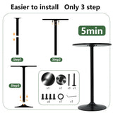 Pazidom Round Bar Table 40" Height Modern High Top Pub Table with Solid Top & Sturdy Metal Base, Cocktail Table for Bistro, Home, Kitchen or Dining Room, Black Pazidom