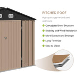 Garvee 10×8FT Outdoor Storage Shed, Metal Waterproof Garden Storage Shed Galvanized Steel Utility Tool Shed with Lockable Doors & Vents, All-Weather Shelter for Bike/Kids Car/Mowers/Tool, etc. Brown Garvee