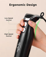 Sangcon Immersion Blender Handheld, 3-in-1 Hand Blender Electric, 400W Handheld Blender, Stainless Steel Blade Stick Blender with Whisk, Milk Frother Attachments - Black sangcon