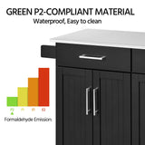 Yaheetech Rolling Kitchen Island with Stainless Steel Top, Kitchen Cart Storage Cabinet on Wheels with 2 Drawers and Inner Adjustable Shelves for Dining Room, 50.5 Inch Width, Black Yaheetech