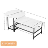 WOHOMO Coffee Table, White Modern Coffee Tables for Living Room, Detachable 2 Small Coffee Tables, Faux White Marble WOHOMO