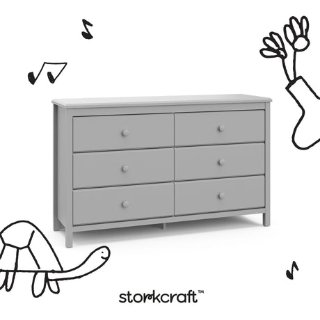 Storkcraft Alpine 6-Drawer Dresser (Pebble Gray) – GREENGUARD Gold Certified, Gray Dresser for Bedroom, Kids & Nursery Storage Drawers, Safety Interlocking Drawers, Pre-Installed Tracks, Kids Bedroom Storkcraft