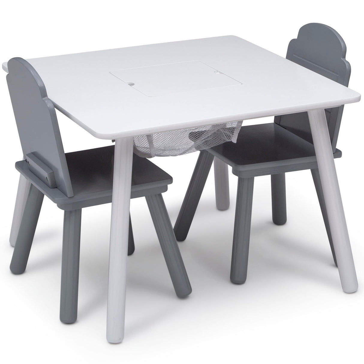 Delta Children Finn Table and Chair Set with Storage, White/Grey Delta Children